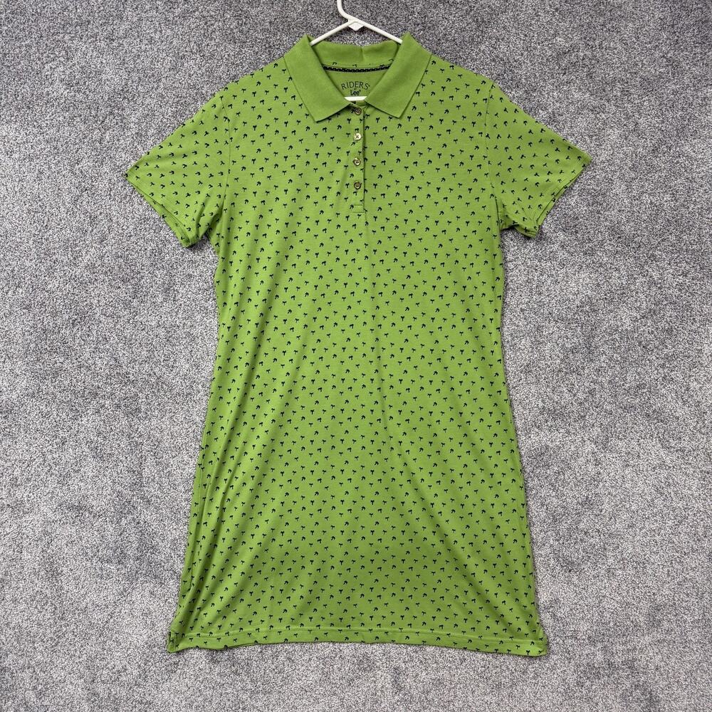 Riders By Lee Polo Shirt Dress L Palm Tree Tropical Preppy Golf Retro Sportswear